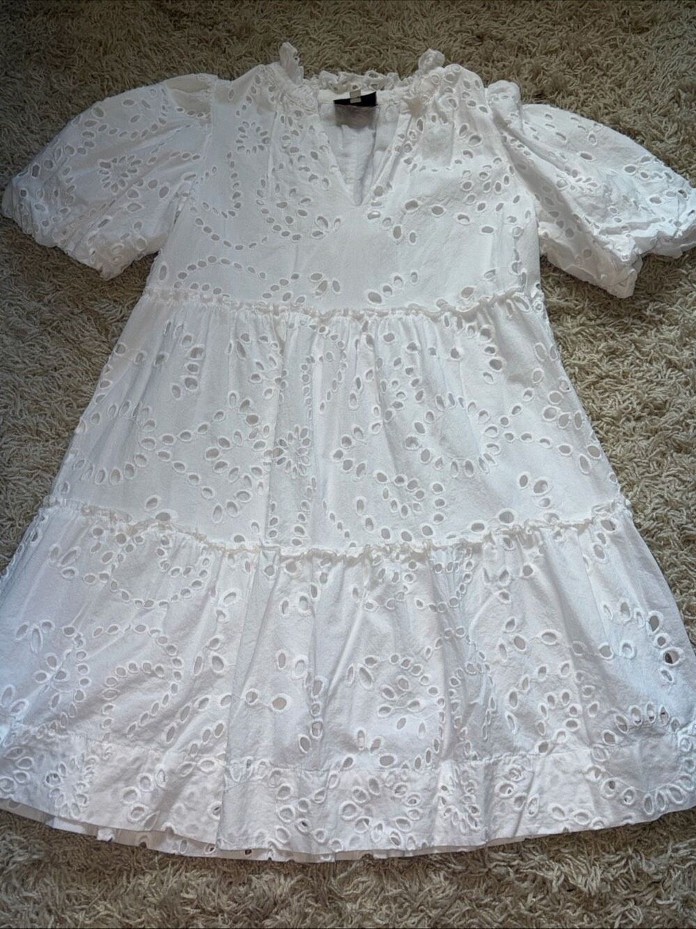 Tuckernuck White Eyelet Lace Palmer Mini Dress size M Cameran Eubanks Collab - Picture 4 of 12